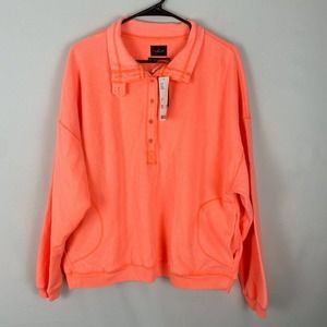 Urban Outfitters Out from Under Orange Oversized Sweater Sz M Pockets Mock Neck